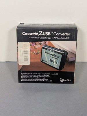 ClearClick Cassette2USB Converter Convert Cassette Tapes to MP3 WAV USB Digital
