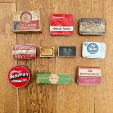 Vintage Empty Tins Boxes Elastoplast Players Bondman Mixed Lot of 10