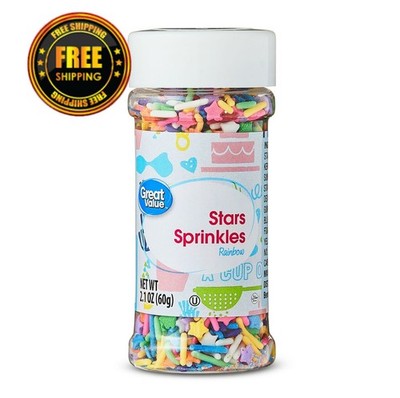 Great Value Rainbow Stars Sprinkles, 2.1 oz
