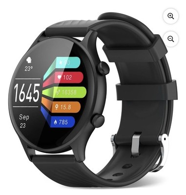 WalkerFit Pulsmesser Smartwatch rund 1,39'' schwarz A2Pro iPhone/Android