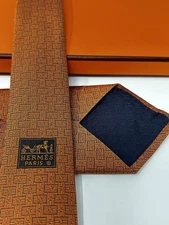 Hermes Men’s Silk Tie 7cm Pinces H Orange w/ Box Made in France New w/ Tags
