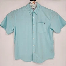 Huk Shirt Mens Large Short Sleeve Button Up Fishing Outdoor Performance Blue