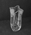 Blenko Glass Vase Hand Blown Clear Glass Paper Bag Vintage 7.5"
