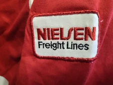 RARE VINTAGE NEILSEN FREIGHT LINES TRUCK COMPANY CA POLO SHIRT PATCH RED UNITOG
