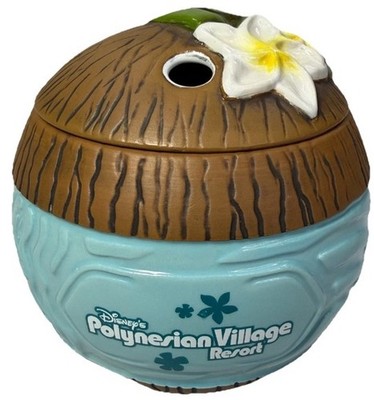Disney Polynesian Village Resort Tiki Coconut Ceramic Mug Flower Cup New