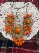 Vintage Zad Orange Bead Necklace 