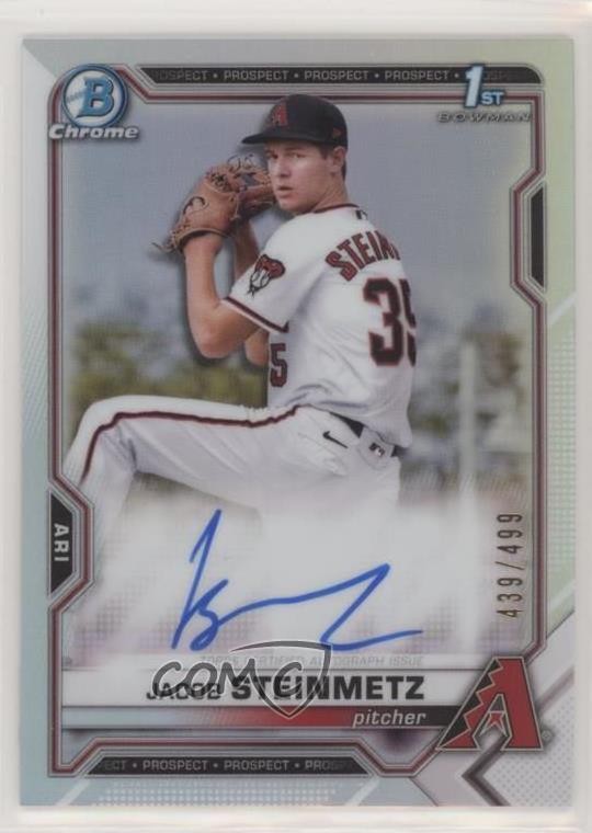 2021 Bowman Draft Chrome Pick Refractor 439/499 Jacob Steinmetz #CDA-JS Auto 3ir
