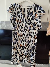 Damen Minikleid Mehrfarbig Tiermuster V-Aussc...
