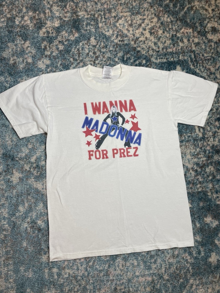 Vintage Madonna For President T Shirt Adults Small White Y2K