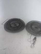 Pair Vintage Collapsible Mesh Wire Live Fish Keeper Basket