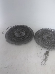 Pair Vintage Collapsible Mesh Wire Live Fish Keeper Basket