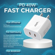 Lot PD 40W Dual Type C Fast Charging Cube USB C Charger Block Wall Power Adapter