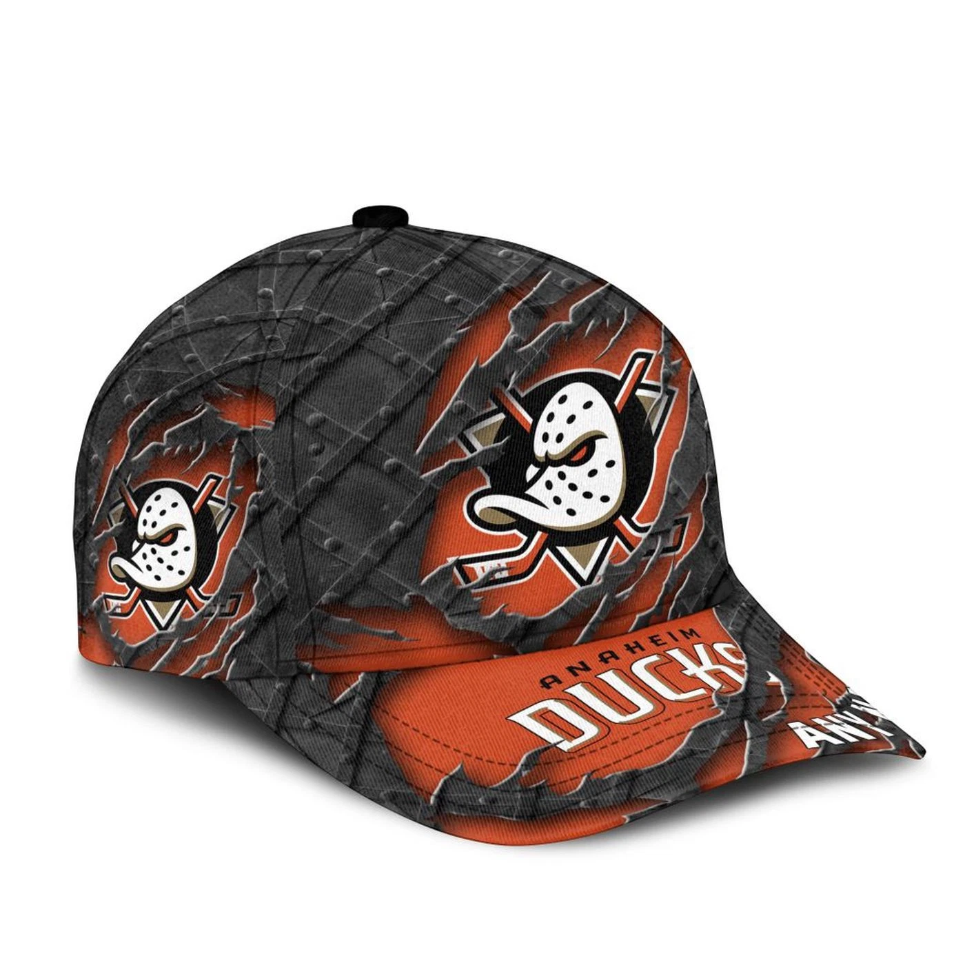 Anaheim Ducks Personalized Name Black Metal Design Classic Cap