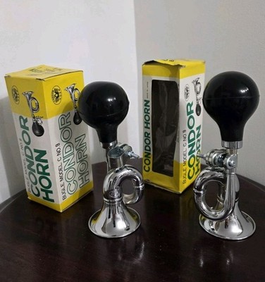 2 Pack Vintage NOS Condor Bicycle Horn Loud Squeeze Bulb Bike Chrome Bugle