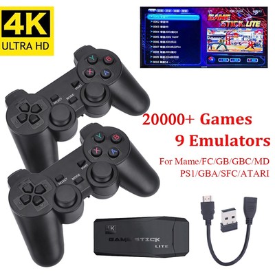 HD 4K Wireless Retro Spielekonsole 64 GB Mit 20000+  Game Videospielkonsole Set