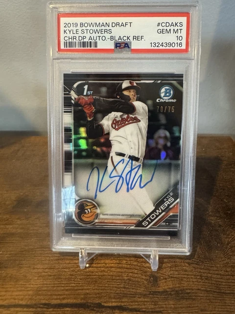 2019 Bowman Draft - Chrome Autographs Kyle Stowers Black Refractor /75 PSA 10