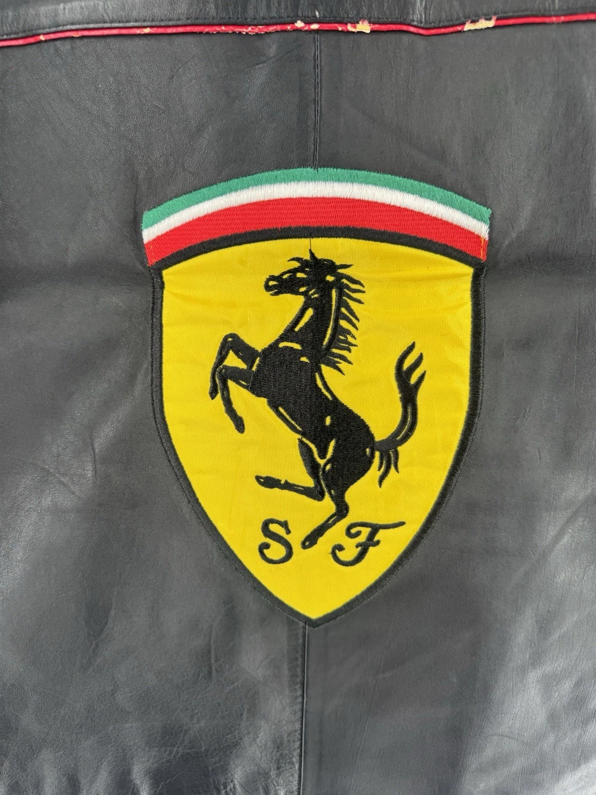 Vintage Ferrari racing jacket Rare black Leather READ image 19
