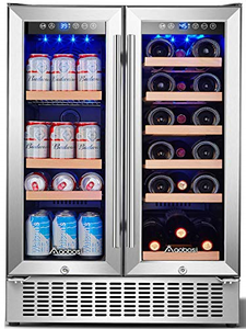 Aobosi 24 Inch Beverage and Wine Cooler Dual Zone, 2-IN-1 ...