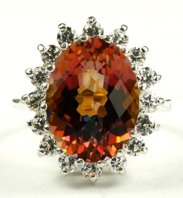 Twilight Fire Topaz, 925 Sterling Silver Royal Engagement Ring