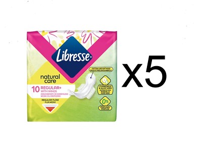5x LIBRESSE NATURAL CARE Sanitary pads, 10 pcs.