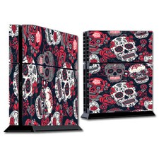 PS4 Playstation console skins decals wrap - Sugar Skulls Red Black Dia de los
