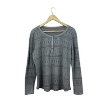 Carhartt X-Large Thermal Top Gray Snap Henley Long Sleeve Pullover Womens READ