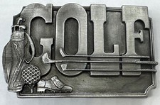 Vintage Siskiyou Golf Belt Buckle Pewter Tone Metal 1985 Williams Oregon Unisex