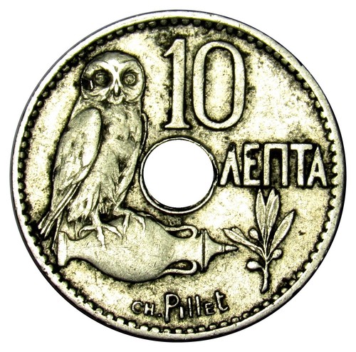 Greece 10 Lepta coin 1912 KM#63 Owl (b1) - Picture 1 of 2