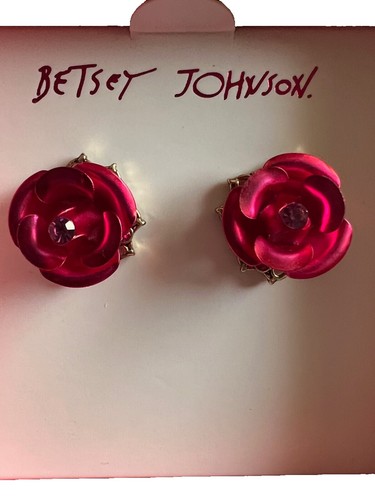 Betsey Johnson Pink Floral Rhinestone Necklace & Earring Set - Flower Garden Design
