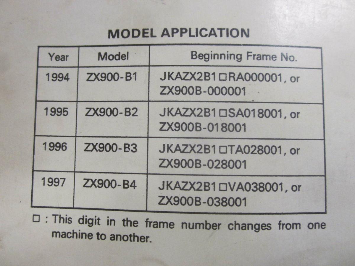 Kawasaki Factory Service Manual Ninja 1994-1997 ZX-9R ZX900 99924