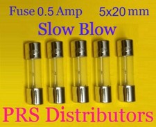 Fuse 0.5A 250V 5X20mm SLOW BLOW Glass Fuse 0.5 Amp 250V 5 pieces USA SELLER