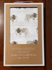 New NWT Boutique Mud Pie Girl Boy Elephant Muslin Swaddle Blanket 47 X 47