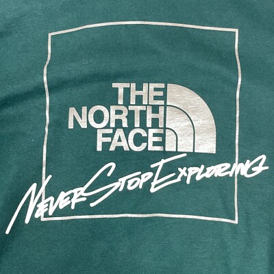 The North Face Hoodie Mens Green Dome Spellout Cotton Outdoors Hiking