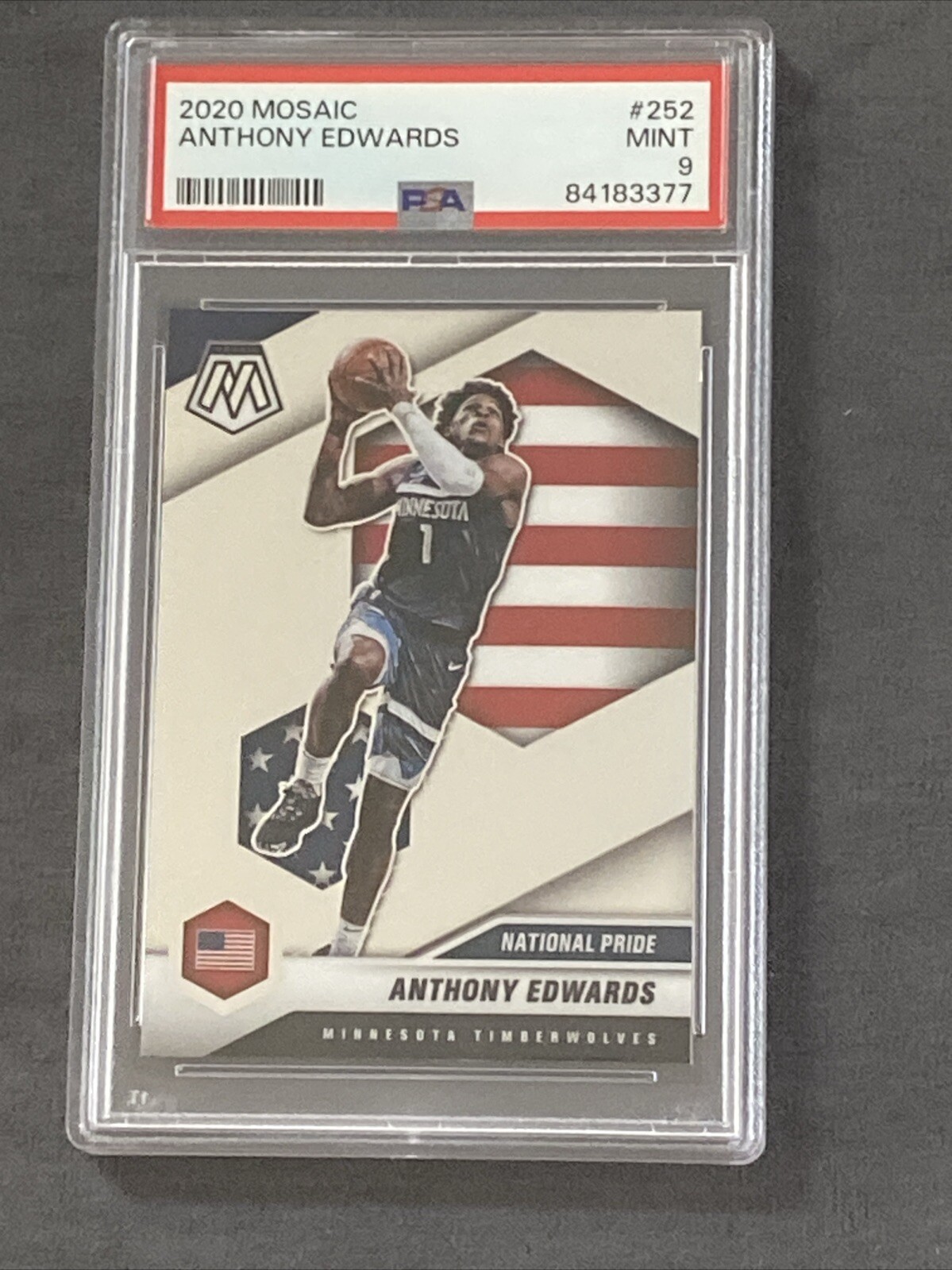 2020 MOSAIC ANTHONY EDWARDS RC NATIONAL PRIDE #252 PSA 9