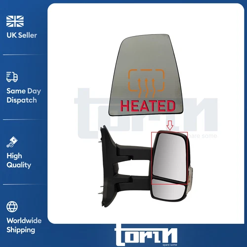LEFT SIDE WING MIRROR GLASS HEATED UPPER FOR FORD TRANSIT MK8 V363 (2014-ON)
