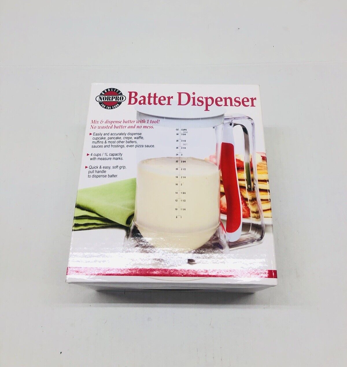 Norpro 1013 Batter Dispenser With Handle Clear/Red, 4 cup eBay