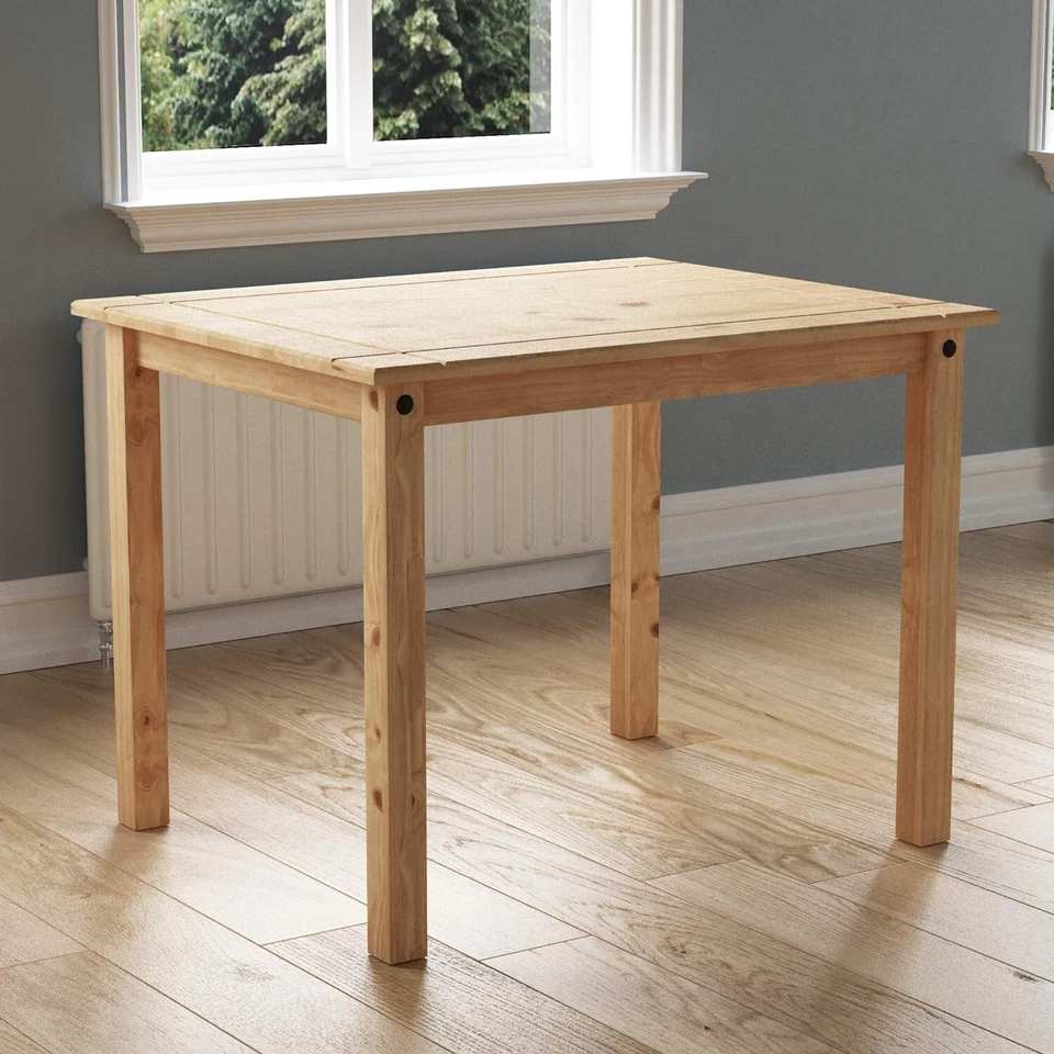 Small Natural Wooden Dining Table And 4 Chairs Set Kitchen Room Rustic Pine - Image 3 of 4