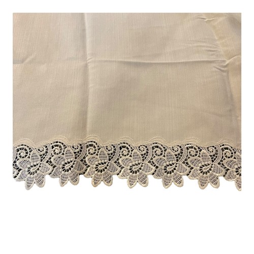 Fancy Bridge Tablecloth White Square Tablecloth Crochet Floral Edge 33.5”x 35”