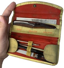 Vintage 1960s Revlon Nail Manicure Grooming Hair Set Kit Gold Leather Austria