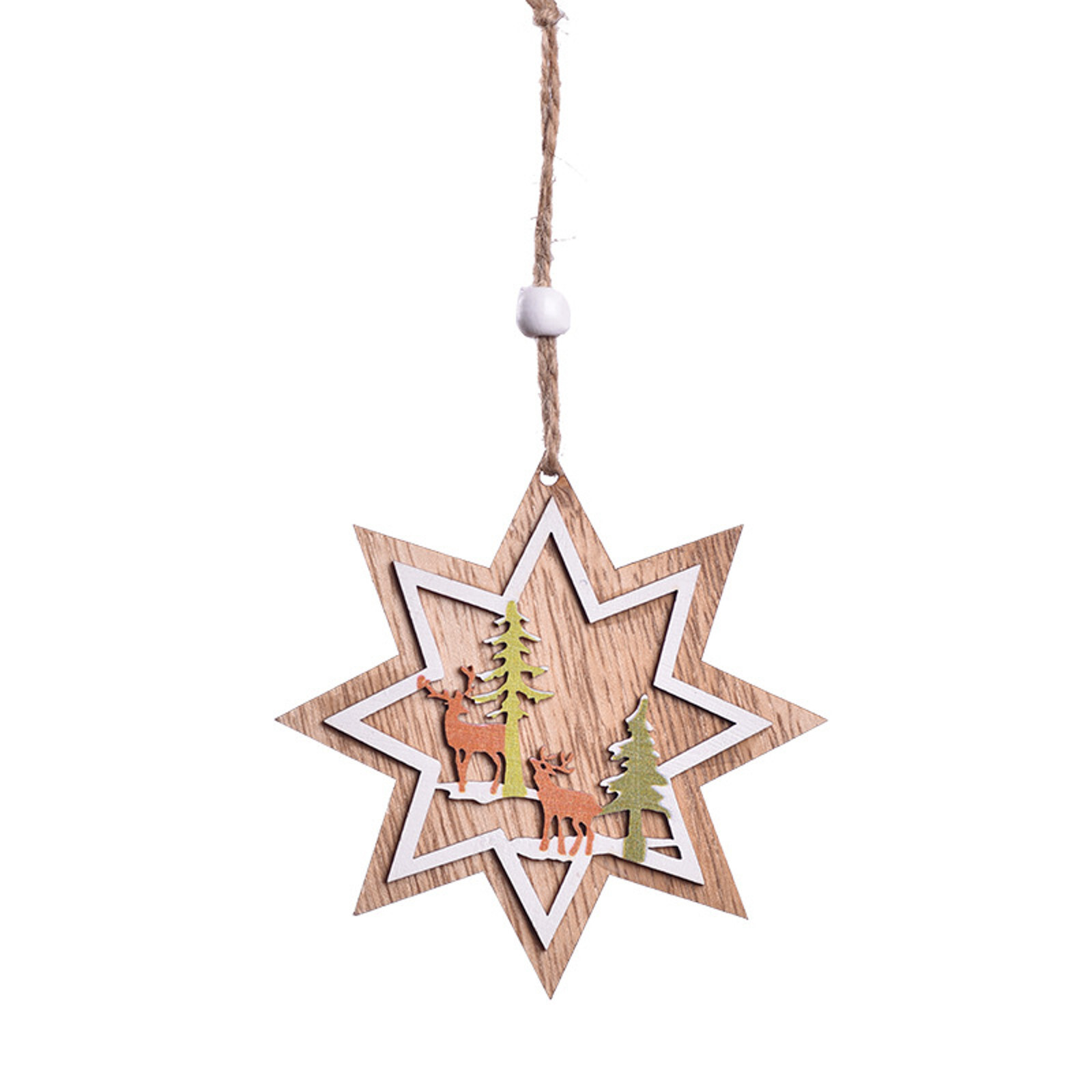 Christmas Hanging Decorations Wooden Christmas Tree Hanging Double Bell