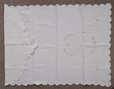 Antique Vintage Embroidered Baby Stroller Bassinet Blanket Coverlet w/ Eyelets