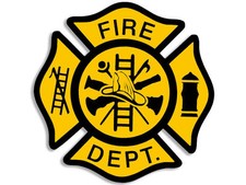 YELLOW FIRE MALTESE FIREFIGHTER 4" HELMET BUMPER STICKER DECAL MADE IN USA