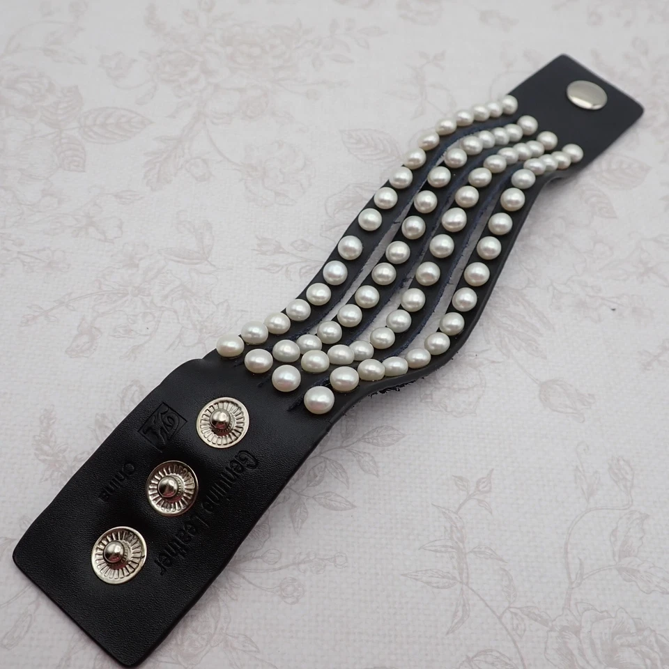 Honora Cultured 珍珠 4 行黑色皮革 7.5-9 英寸包裹式手链带袋和盒 — 第 4/4 张图片