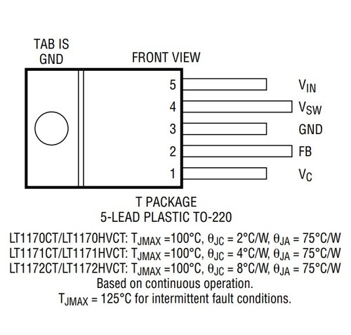 LT1172CT (LT1172CT#PBF) Switching Regulator , TO-220-5 Formed Leads - Picture 2 of 2