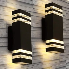 2pcs Modern Exterior LED Wall Light Sconce Outdoor Lights Porch Up Down Fixtures