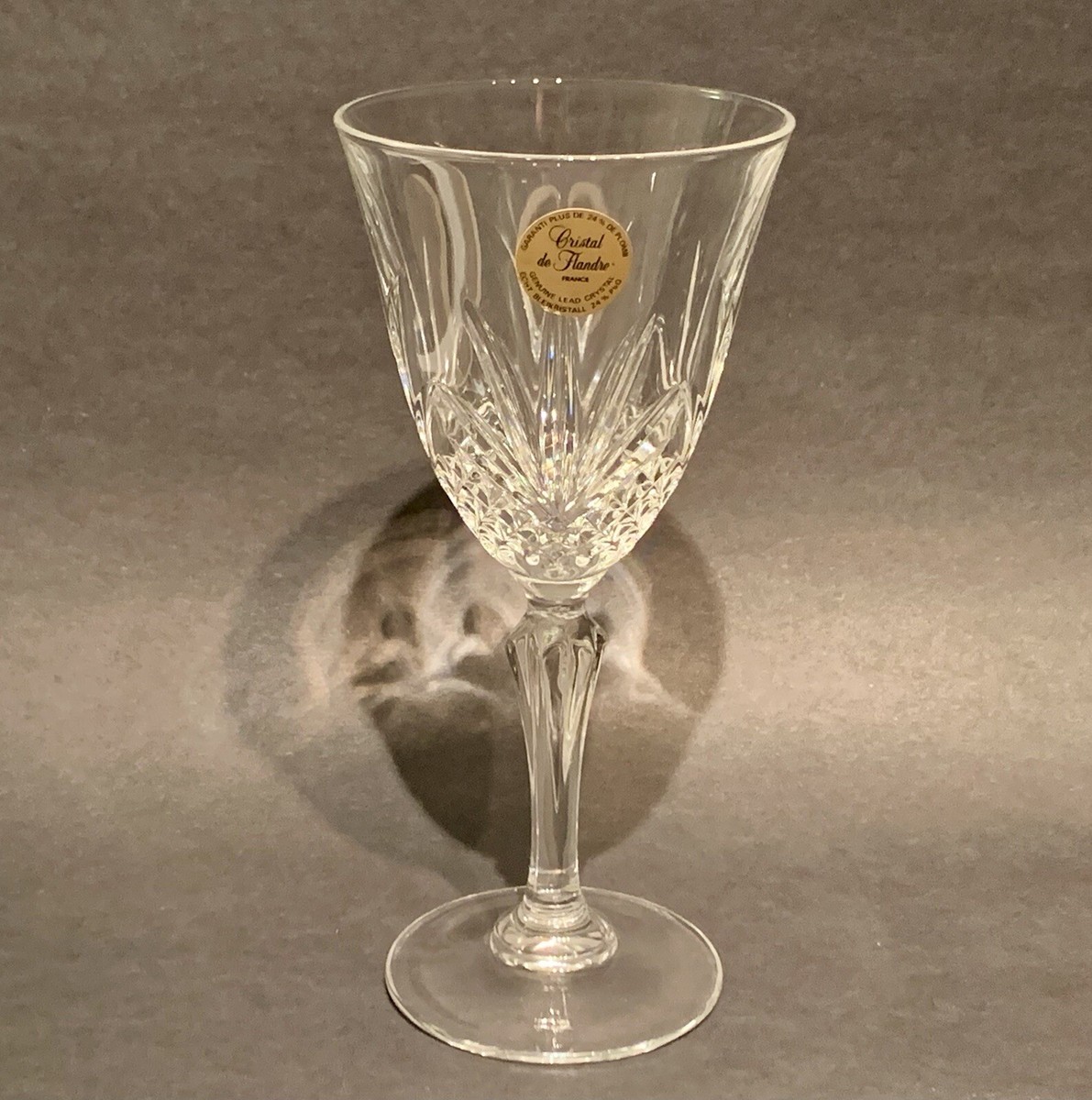 Vintage Cristal De Flandre Wine Glasses: Dauphine Pattern, Set of