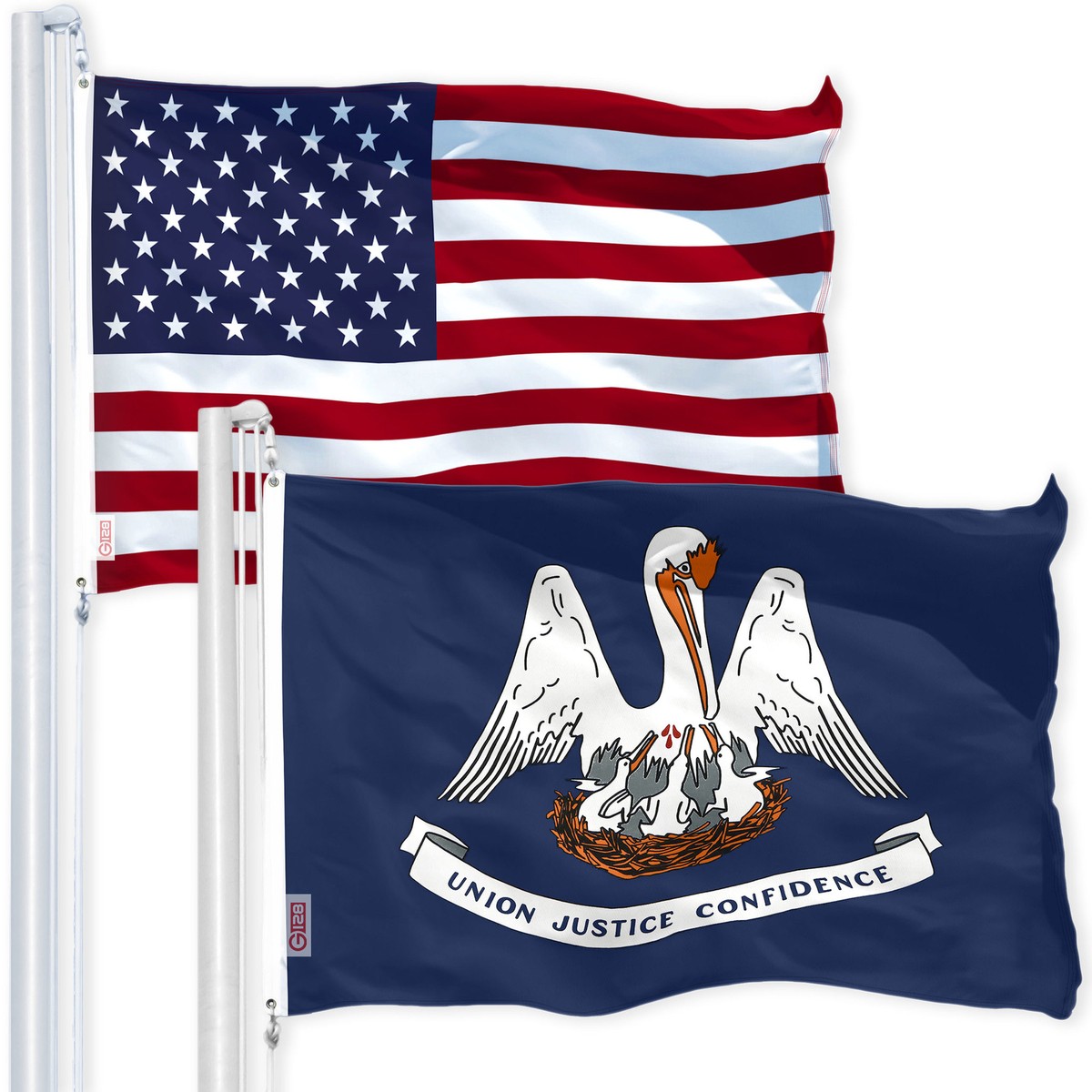 USA American Flag & Louisiana LA State Flag 3x5FT Combo Printed