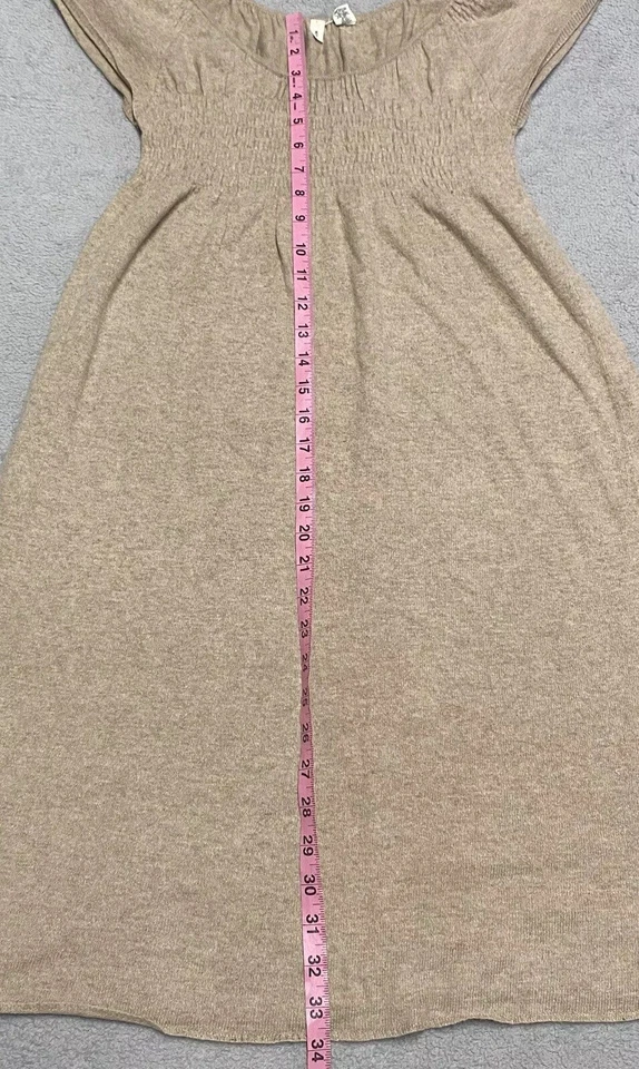 Vestido Suéter Anthropologie Polilla Pequeño Beige Mezcla Cachemira Cachemira Hasta la Rodilla Foto 3 de 4