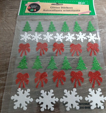 Christmas Trees Snowflakes Bows Dimensional Glitter Foam Stickers 1ea 33pc Pak