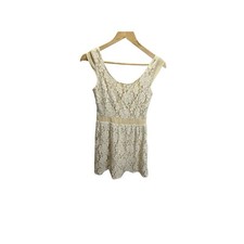 AMERICAN EAGLE OUTFITTERS Womens Lace Floral Mini Summer Dress IVORY Open Back 2